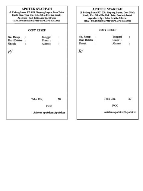 copy resep pdf  Setelah dilayani, ia meminta apoteker untuk membuatkan copy resep lagi