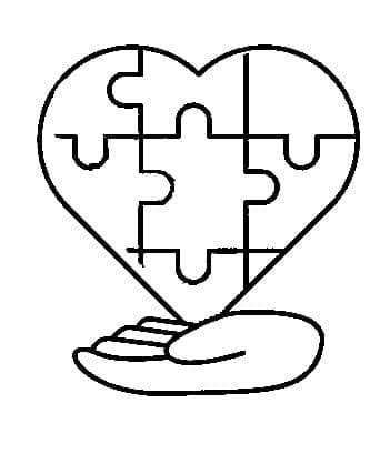 coração simbolo do autismo para colorir  12x 