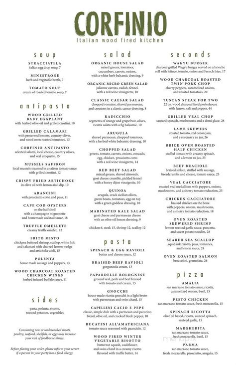 corfinio easton menu Corfinio Italian Wood Fired Kitchen: Some of the best Italian food - See 110 traveler reviews, 11 candid photos, and great deals for North Easton, MA, at Tripadvisor