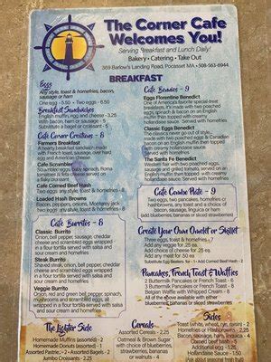 corner cafe louisville menu  (Add raisins or fresh blueberries +$1/ea) Three-Egg Omelet - $10