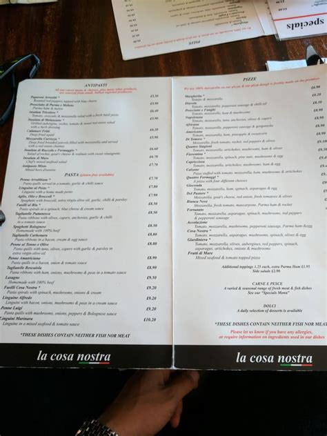 cosa nostra st albans menu  Review