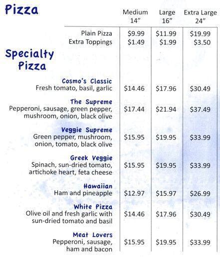 cosmos pizza boulder menu Cosmo's Pizza menu features pizza, salads and calzones