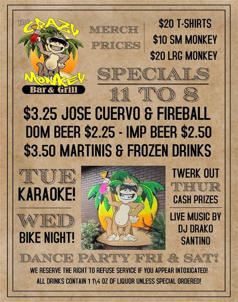 crazy monkey dothan menu  Enter your address above to see fees, and delivery + pickup estimates