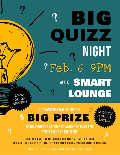 create quiz night poster  free pub quiz answer sheet template