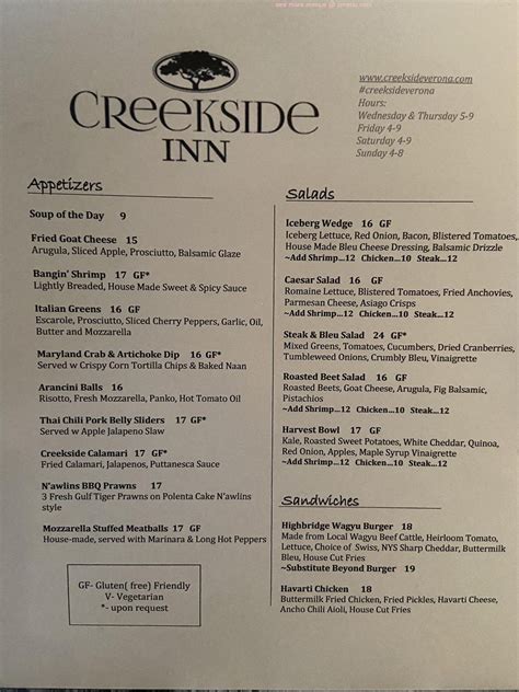 creekside inn oneida ny menu 