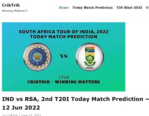 criktrik today match prediction  Sure Cricket Match Predictions