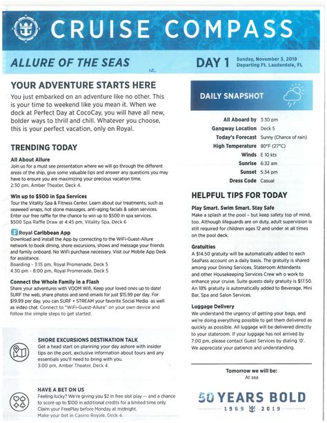 cruise compass allure of the seas  Voyager of the Seas Roll Calls