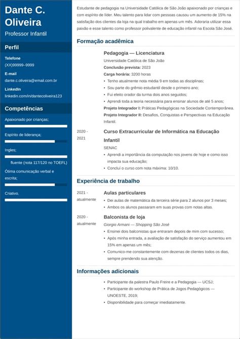 curriculo professor iniciante word Aqui estão alguns exemplos de como você pode mencionar suas habilidades e competências no objetivo profissional: “Possuo 7 anos de experiência em vendas, bem como boas habilidades organizacionais e de negociação