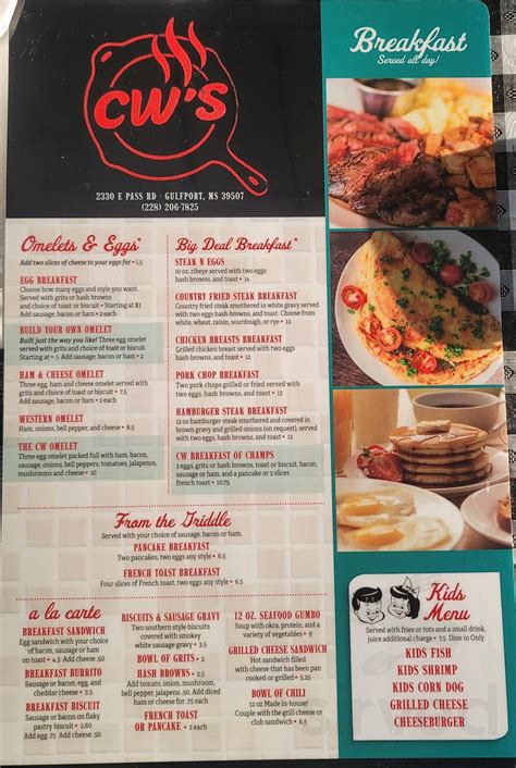 cw's family restaurant menu <b>59</b>