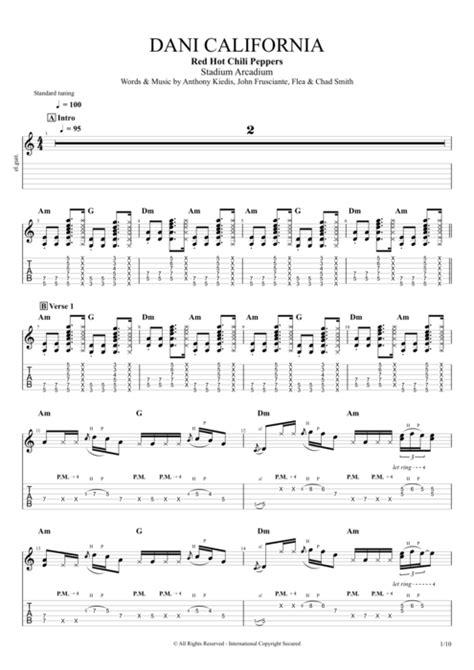 dani california solo tabs  Includes transpose, capo hints, changing speed and much more