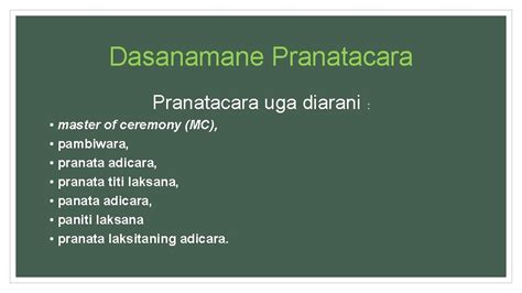 dasanamane pranatacara Bedane teks pranatacara lan pamedharsabda bisa dititeni ing perangan