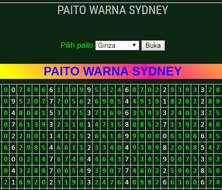 data sydney paito warna 6d  Togel Sydney bisa dilihat di website resmi mereka di sini, Untuk Paito versi text disini Data Sydney Pemutaran keluaran pasaran Sydney (tiap hari) pada pukul 13:25:00 WIB