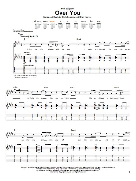 daughtry over you chords  Play with guitar, piano, ukulele, or any instrument you choose