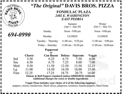 davis brothers pizza east peoria  Home/ United States/ Illinois (IL)/ East Peoria/ Davis