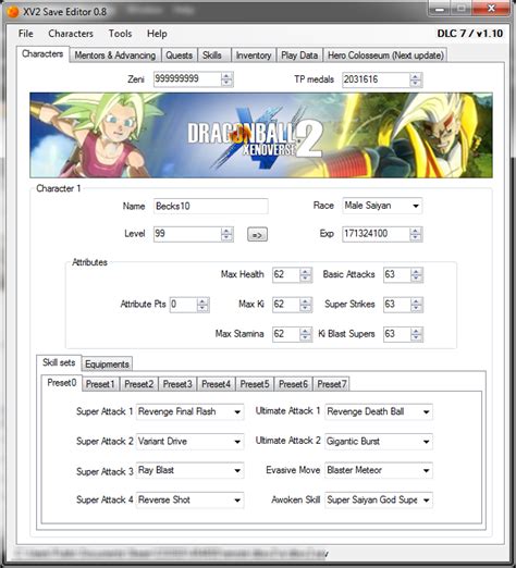 dbx2 save editor  first i tested if it even works, and it does, i can change my tp medal and i can add the new keys too, but even in my inventory i can see the key, i cannot customize those characters, since they are not in the selection