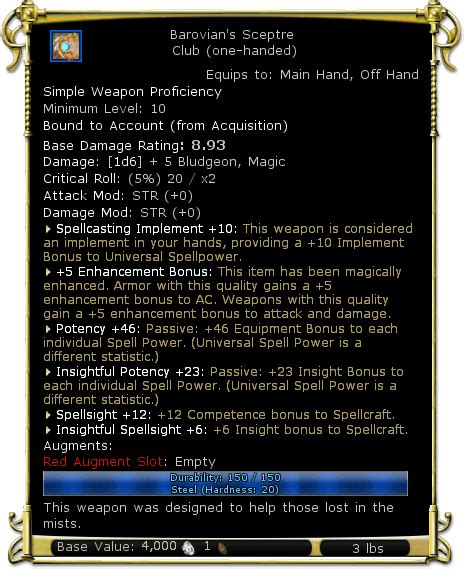 ddo barovian weapons ; Destruction Destruction: On Hit: Your target gains a stack of Armor Destruction