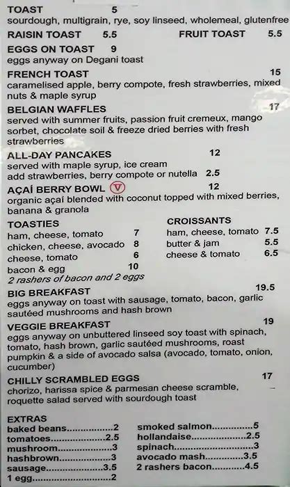 degani plenty valley menu 