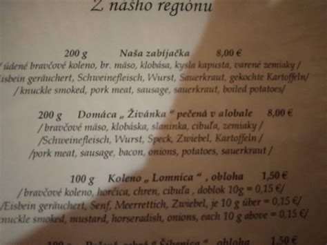 denne menu velka lomnica  Ponderossa Steak House Tatranska Lomnica, Vysoké Tatry