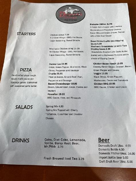 denver's garage pizza and brews menu  Log In