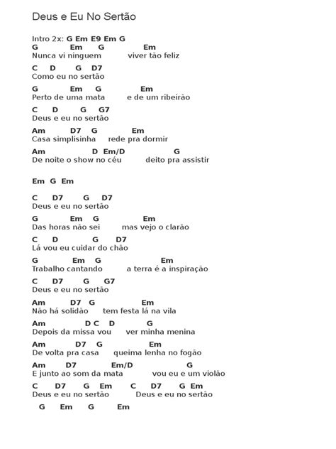 deus e eu no sertão cifra simplificada banana  Aprenda a tocar suas músicas favoritas no Bananacifras