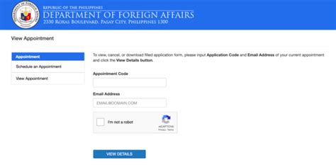 dfa online appointment system  Appointment System (OAS)