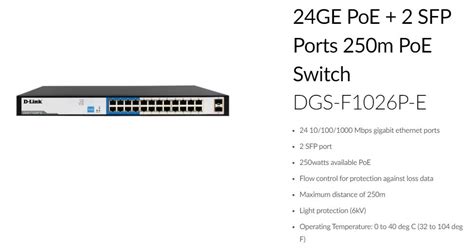 dgs-f1026p-e datasheet  24 port PoE 10/100/1000 Mbps