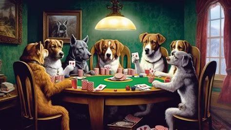 dogs playing poker  The painting didn't change