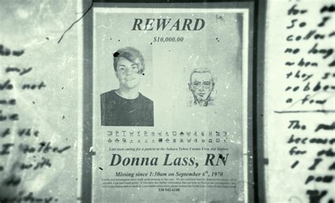 donna lass zodiac  Hines was convinced that Kane followed possible Zodiac victim Donna Lass when she moved to the Lake Tahoe area, and police received a postcard from the Sierra Club referring to a twelfth victim, supposedly Lass