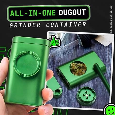 dugout grinder container  This clever tool is a conveniently combined shooter storage box and grinder for your herbs