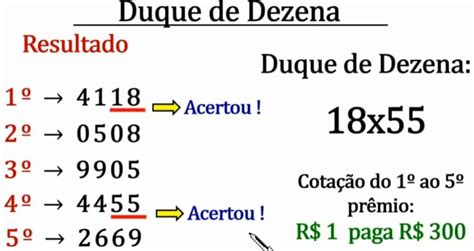 duque de dezena como saber se ganhei  No entanto é um zombaria de antigamente, nos dias em que não existia