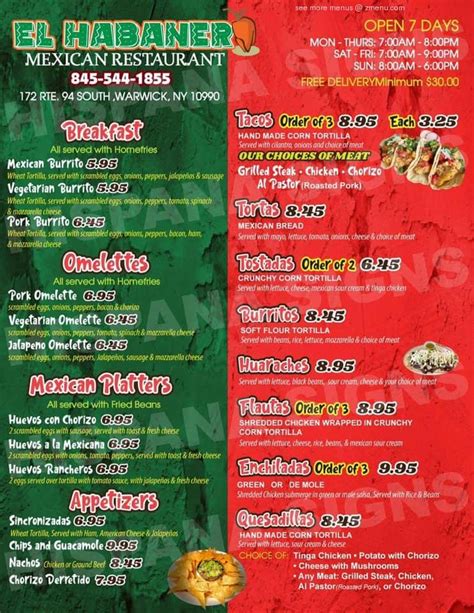 el habanero warwick menu Get menu, photos and location information for The Warwick Hotel in Hummelstown, PA