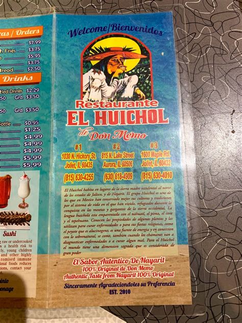 el huichol de don memo menú 