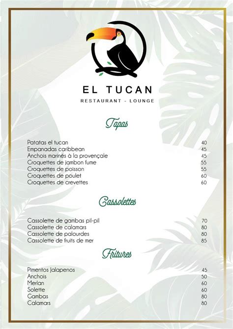 el tucan casablanca menu  English 