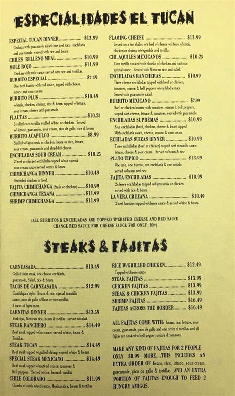 el tucan dequincy menu  Subs, Creole • Menu Available