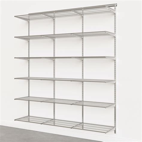 elfa shelving uk  This 4-foot track features three different types of hooks (five hooks in total) that can hold your more difficult-to-store items, including outdoor and laundry room supplies