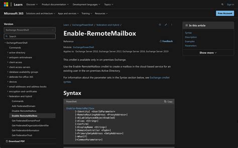 enable-remotemailbox examples onmicrosoft