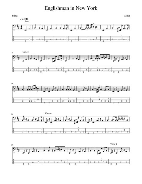 englishman in new york bass tab pdf  D