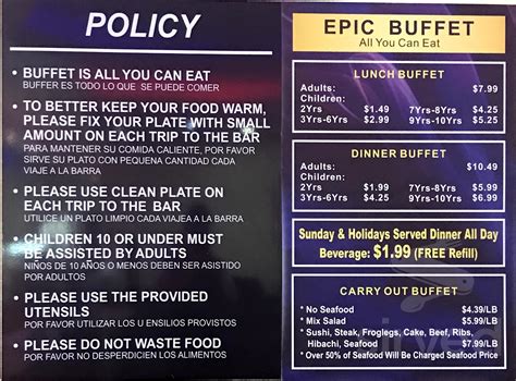 epic buffet menu  Best Restaurants Nearby