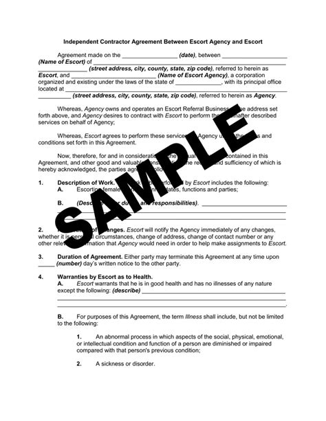 escort service employment contract  In this example, the employee must be paid not less than the Federal minimum wage for all hours worked and overtime pay at time and one-half of the regular rate of pay for all hours worked