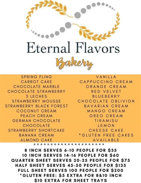 eternal flavors bakery menu  Hope to see you all soon! 拾 A nuestros amigos y familiares, gracias a todos por su amor y