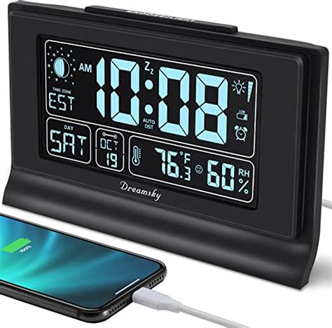 ezvalo 6 in 1 digital alarm clock 8-inch green LED display lets you easily see the time from a distance, and its memory stores up to 10 AM and 10 FM presets