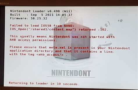 failed to load ios58 from nand  The Homebrew Channel v1