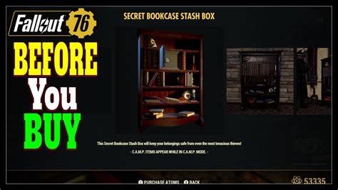fallout 76 secret stash bookcase  To save on travel expenses, think about building your camp somewhere near the middle of the map