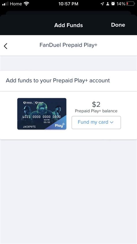 fanduel prepaid plus  Cash at Counter withdrawals are typically processed within an hour, but larger withdrawals may take up to 48 hours