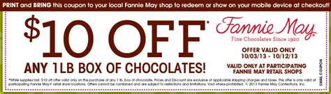 fannie may coupon code  In addition to 20% Off storewide Verified Code, you can get other Fannie May Coupons too