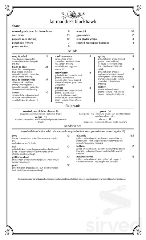 fat maddie's blackhawk menu 1 mi American