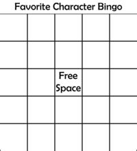 favorite character bingo  Share