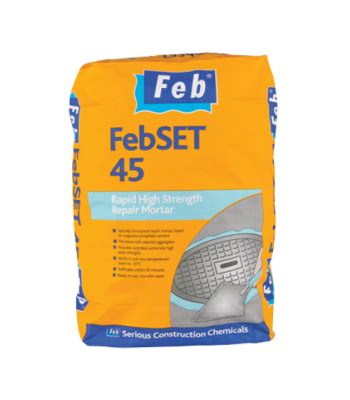 febset 45  FEBSET 45 can be modified with 10mm aggregate for use in depths