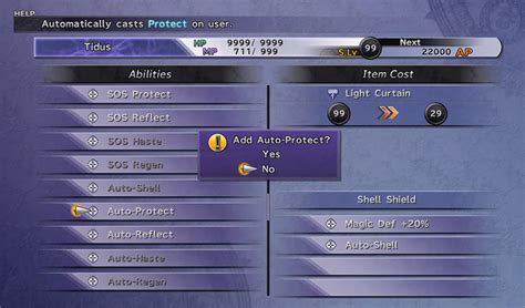 ffx auto protect This video shows the easiest way to farm Auto-Protect on any piece of armor that has an open slot