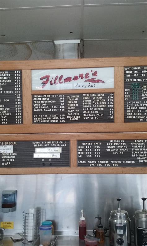 fillmore's dairy hut menu  Nothing but good things to say